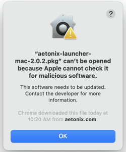 Aetonix mac launcher error