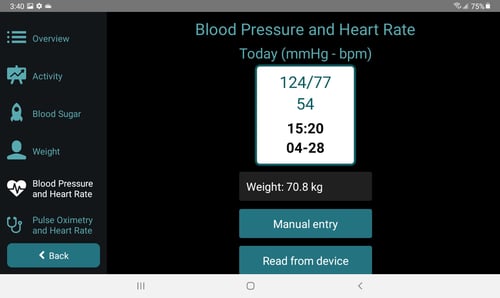 Check BP health overview screen