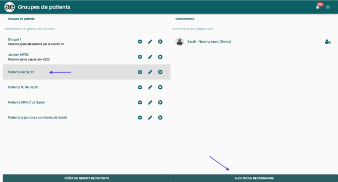 270 - Example adding manager to patient group FR
