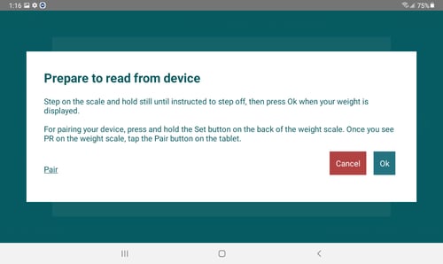 Prepare to read from device- weight