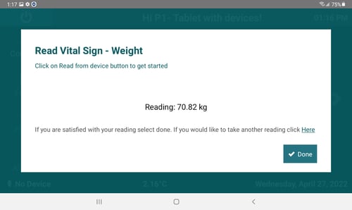 Read Vital Sign - weight uploaded