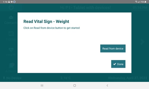 Read vital sign weight