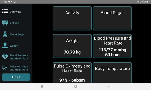 tablet screenshot health menu