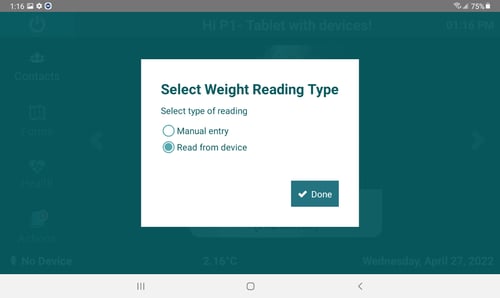 Weight read from device